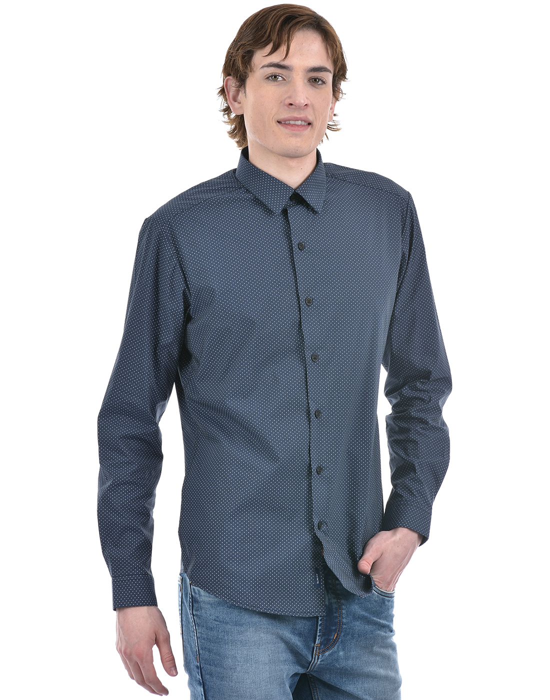 Numero Uno Men Polka Print Blue Shirt